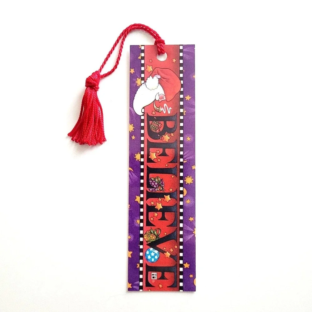Vintage 90s Christmas Bookmark Mary Engelbreit whimsy folk Andrews McMeel K00023